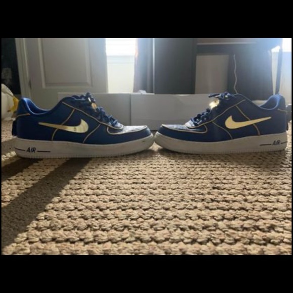 Nike Air Force 1 Customized ( Royal Blue, Gold, and White) - Picture 2 of 3